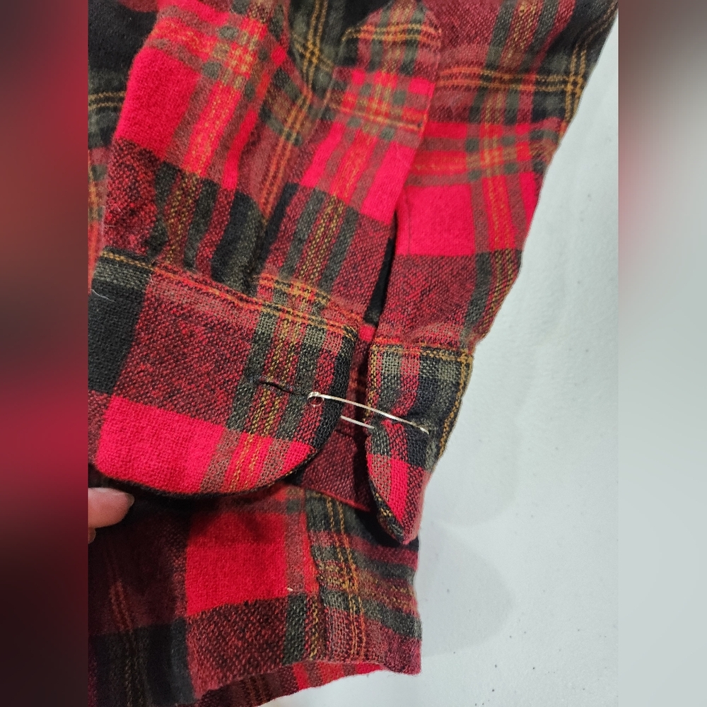 Pendleton Firesode Red And Black Plaid Shirt Wool… - image 5